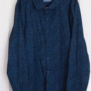 Consequence Shirt Mens Size 2XL Blue Paisley Long Sleeve Button Up Dress